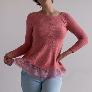 Pink Lace Scoop Neck Sweater ❤️SALE ❤️